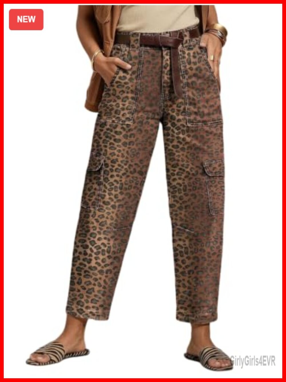 High Waist Tapered Barrel Leg Crop Jeans Flap Pockets Cotton Blend